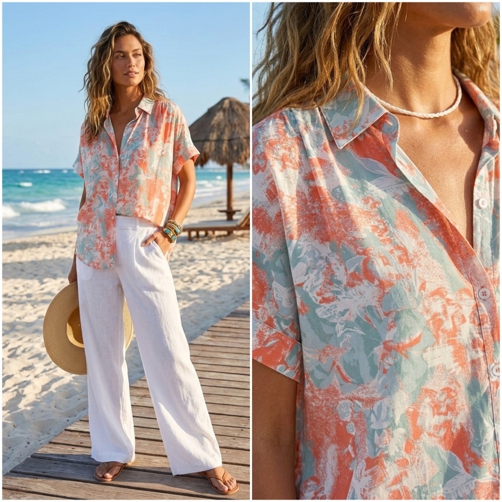 Jodifl Pastel Flowy Button Up Blouse